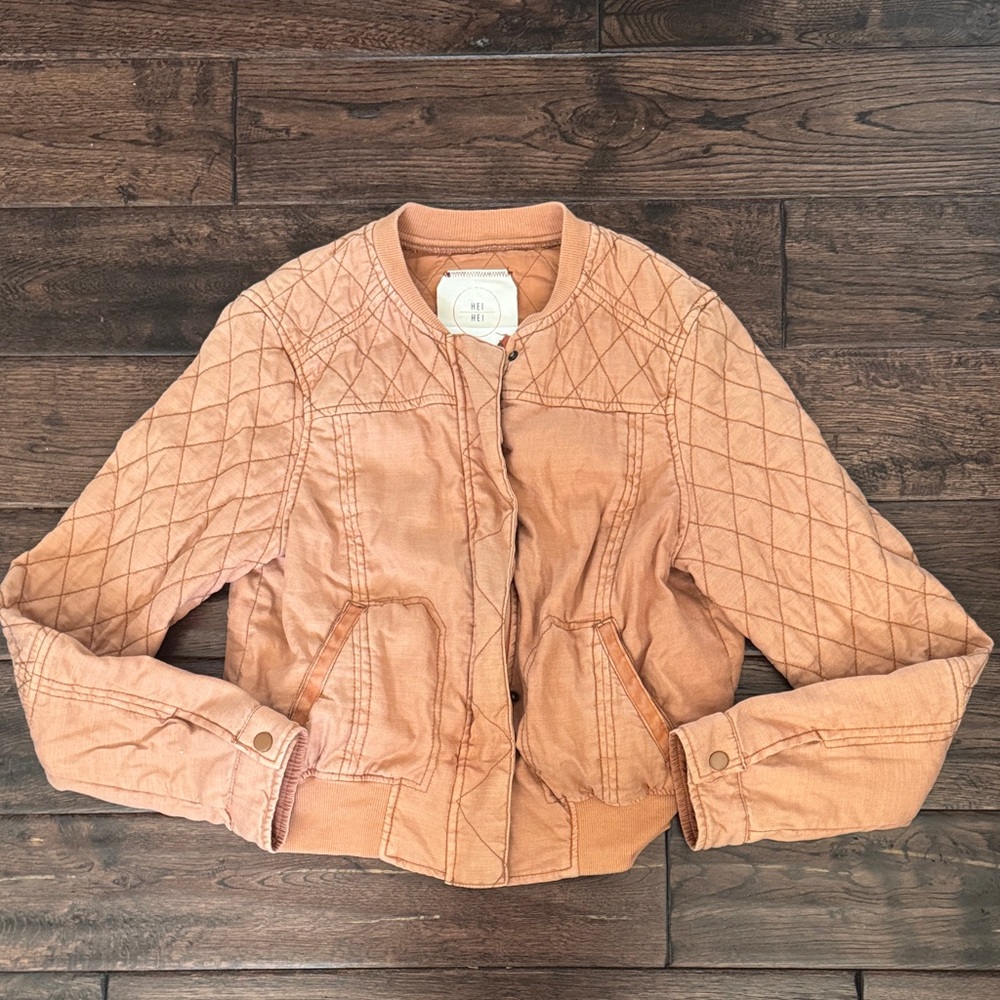 Hei Hei Quilted Bomber Jacket in burnt orange